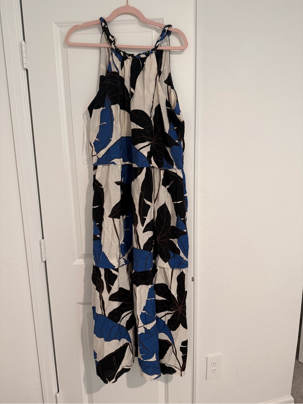 sofia by sofia vergara Blue, Black and White Floral Halter Maxi Dress